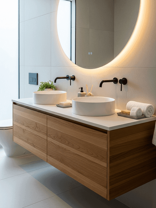 Luxury bathroom renovation with spa-like features, quality materials and modern design